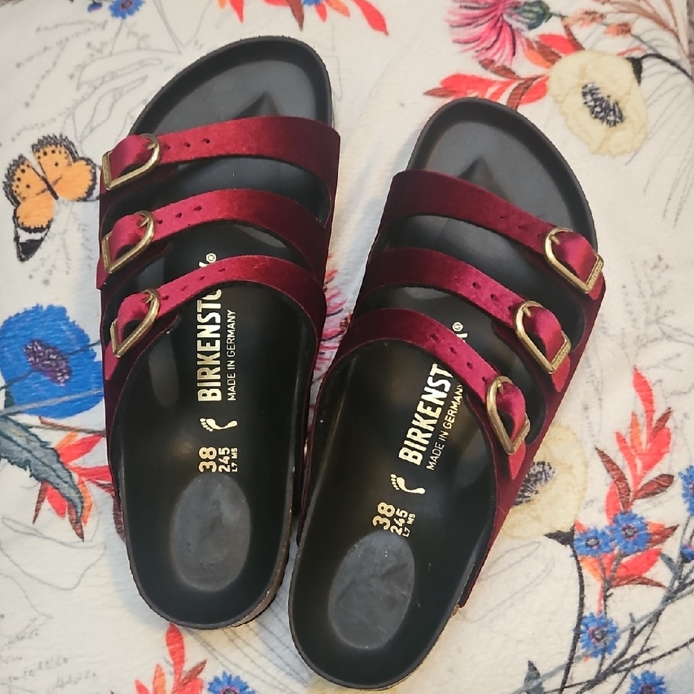 Velvet Burgundy Birkenstock Women's Sandals